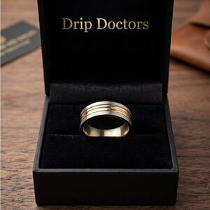 Two-Tone Gold & Silver Band Men's Ring Modern Minimalist Everyday Jewelry‼️